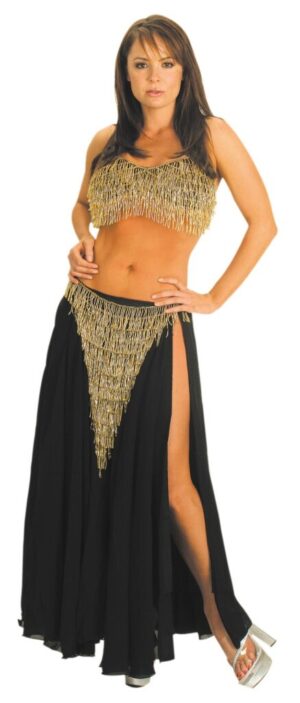 2489 - 3 pc Beaded Fringe with skirt set - Black