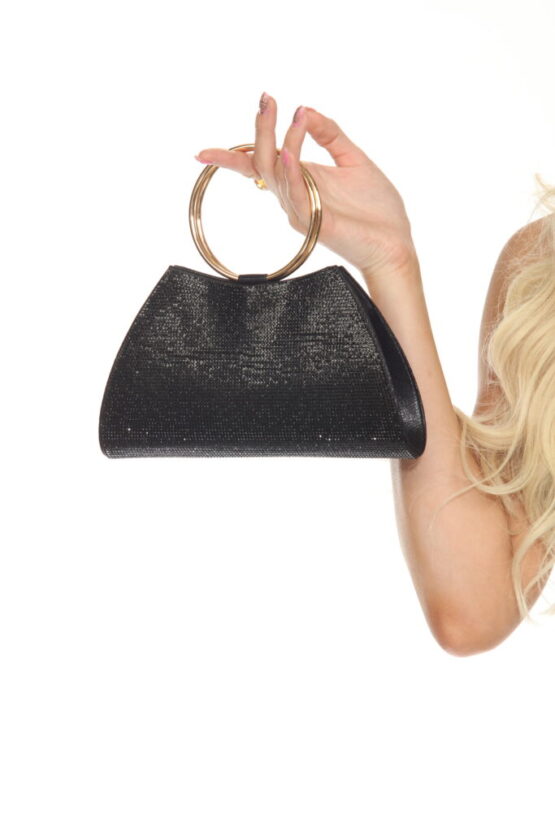 910008 - Bling rhinestone clutch-black - Image 2