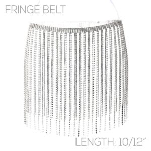 BL57 - Rhinestone Belt with Rhinestone Hanging Fringes