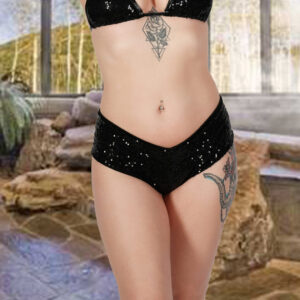 14639SET - Sequin Booty shorts and top-Black