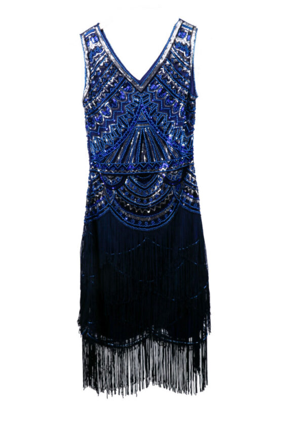 2516 - Blue sequin flapper dress with fringes - Image 3