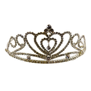 60772 - Rhinestone heart tiara-Silver