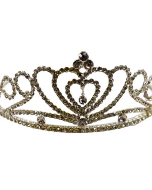 60772 - Rhinestone heart tiara-Silver