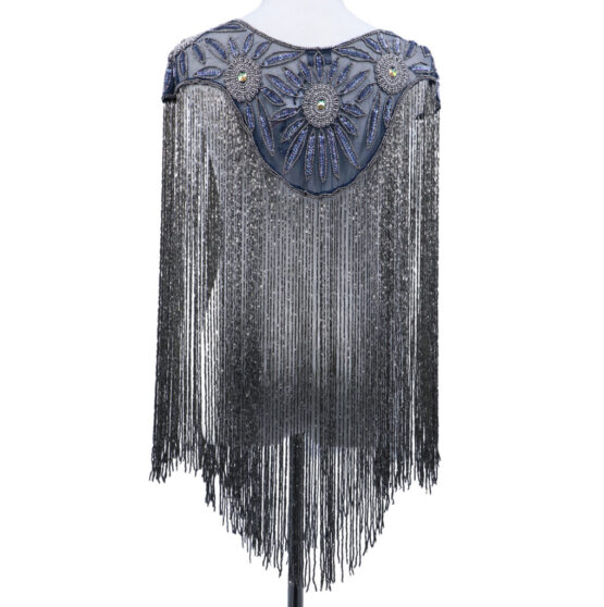 8872 - Beaded Shawl w/collar - 24" tassel - Image 2