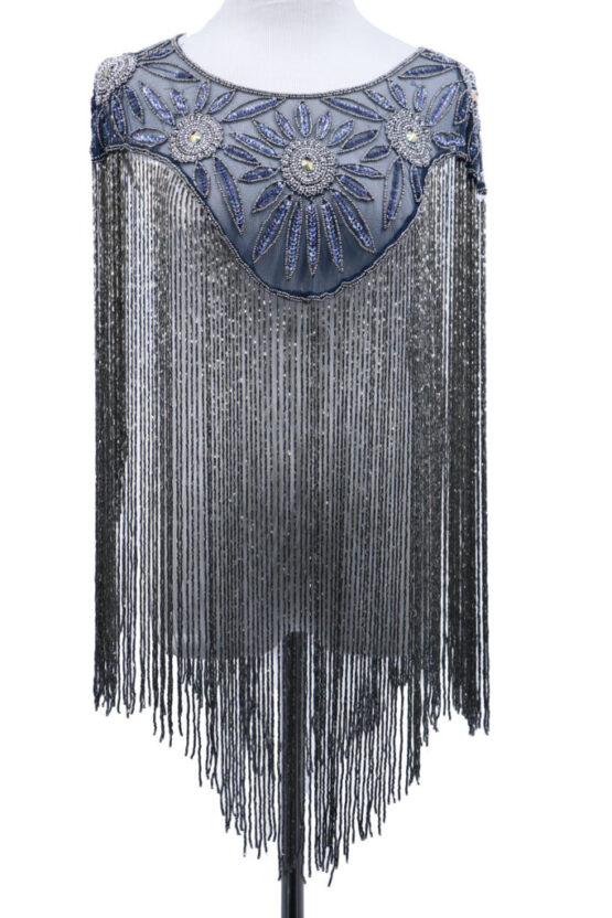8872 - Beaded Shawl w/collar - 24" tassel - Image 3