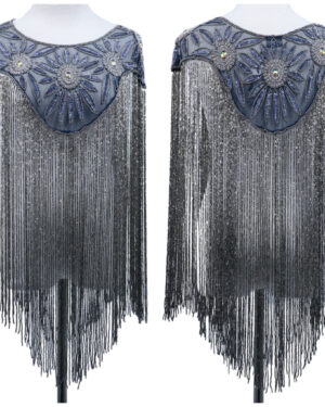 8872 - Beaded Shawl w/collar - 24" tassel