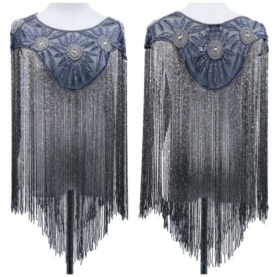 8872 - Beaded Shawl w/collar - 24" tassel