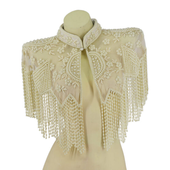 8873 - Beaded Shawl w/collar - Cream Col. - Image 3