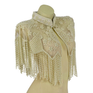 8873 - Beaded Shawl w/collar - Cream Col.