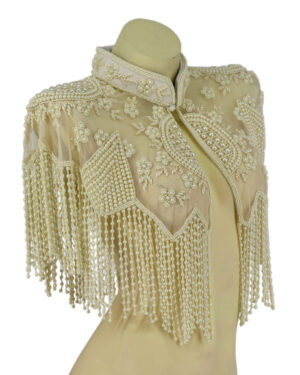8873 - Beaded Shawl w/collar - Cream Col.