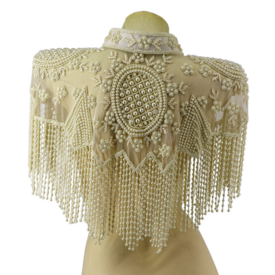 8873 - Beaded Shawl w/collar - Cream Col. - Image 2
