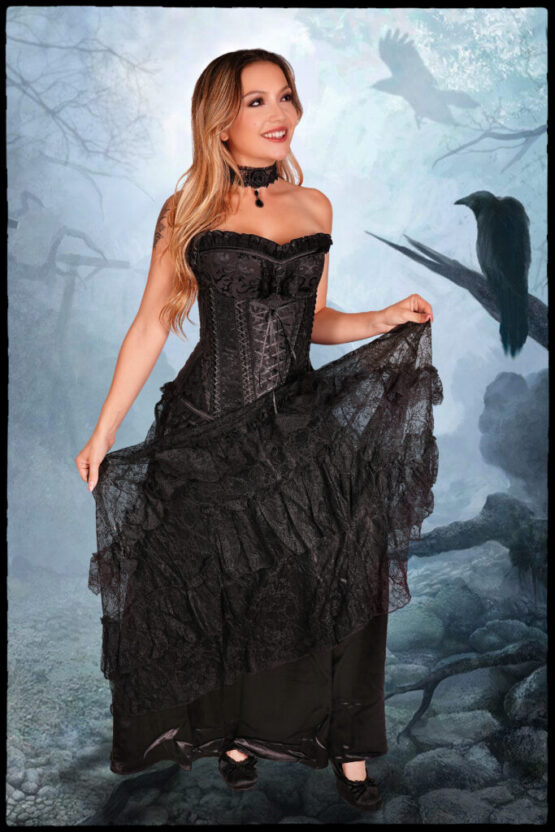 KW214 - Gothic Elegant Long Lace Skirt with Frills