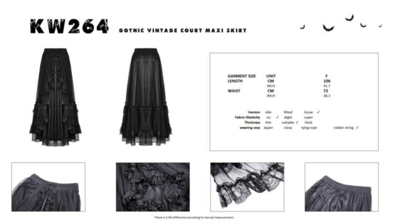 KW264 - Gothic Vintage Maxi Skirt - Image 6
