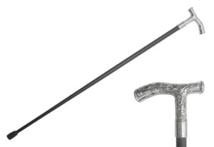 T281201SL - 35.5" Zinc Handle Walking Cane - Gold Flame
