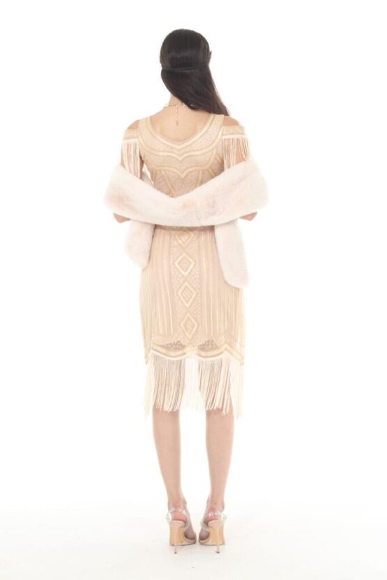 2526 - Beige flapper dress with cutout sleeveless fringe-2XL - Image 2