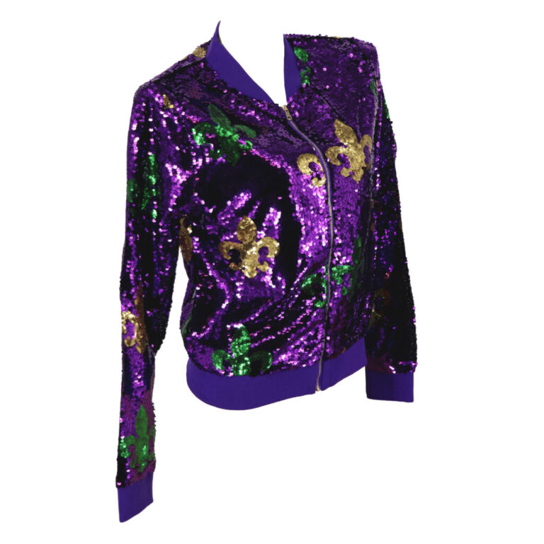 2663 - Mardi Gras sequin Fleur de Lis jacket - Image 3