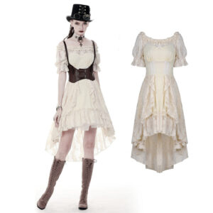DW358 - Overlay Lace Hi Lo steampunk dress