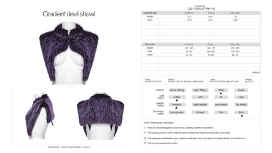 OS749 - Gradient devil shawl-Black/Violet - Image 3