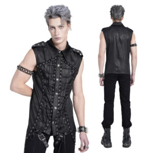 SHT134 - Lace up snake print collar vest