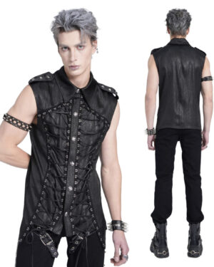 SHT134 - Lace up snake print collar vest