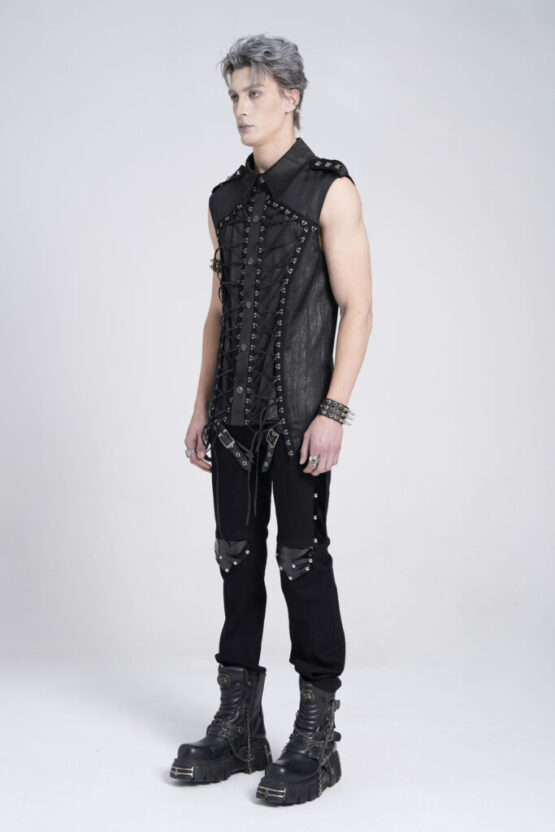 SHT134 - Lace up snake print collar vest - Image 3