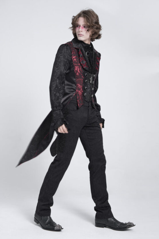 WT095 - Rose print jacquard tailcoat vest - Image 5