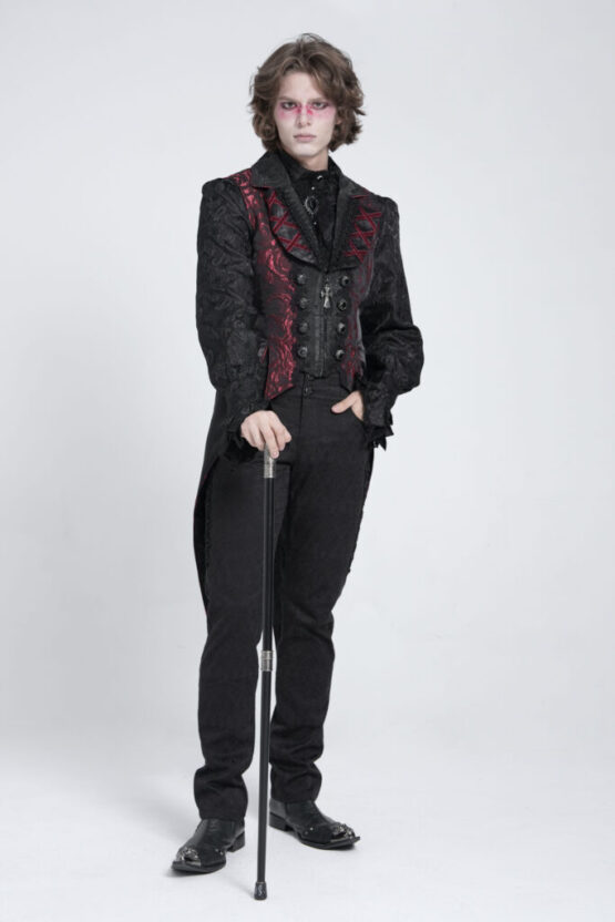 WT095 - Rose print jacquard tailcoat vest - Image 4