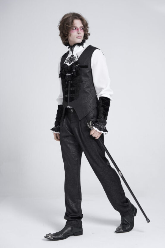 WT097 - Embossed jacquard print vest-Black-S - Image 5