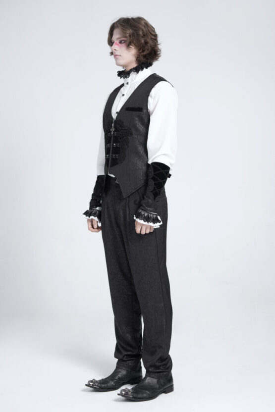 WT097 - Embossed jacquard print vest-Black-S - Image 6