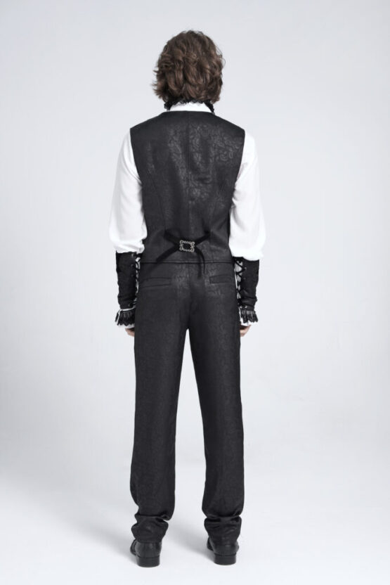 WT097 - Embossed jacquard print vest-Black-S - Image 2