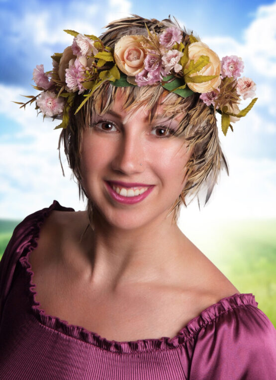 70119 - Blue and pin k flower crown - Image 2