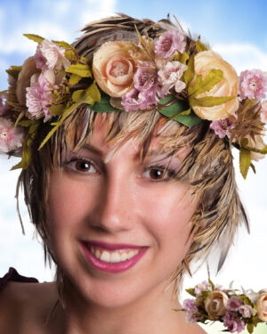 70119 - Blue and pin k flower crown