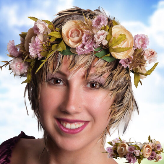 70119 - Blue and pin k flower crown