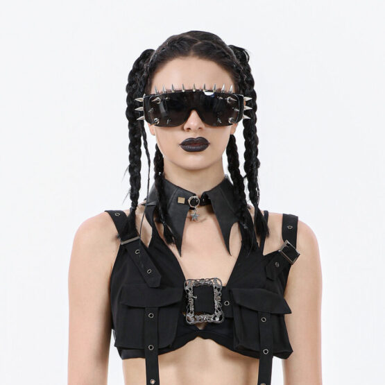 ACK152 - Gothic bat wing leather choker - Image 2