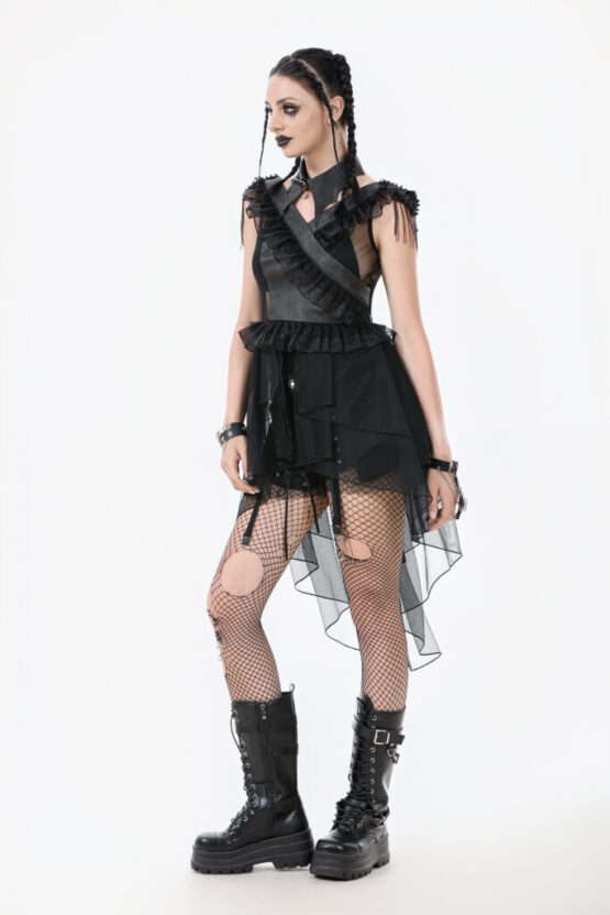 ACK152 - Gothic bat wing leather choker - Image 4