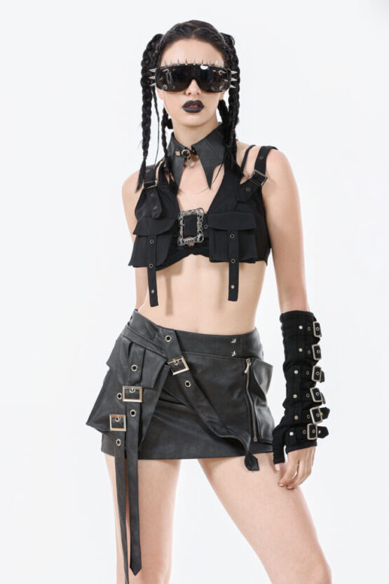 ACK152 - Gothic bat wing leather choker - Image 3