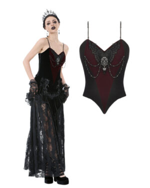 CW092 - Romantic heart velvet corset with jewel chains