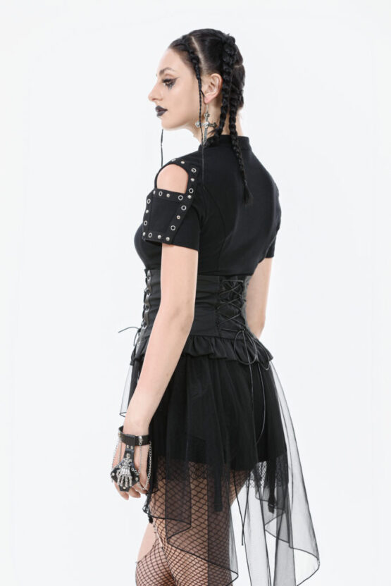 CW098 - Industrial grommet lace-up high-low corset - Image 3