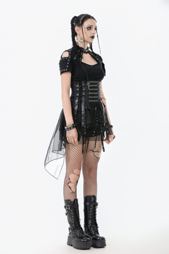 CW098 - Industrial grommet lace-up high-low corset - Image 5
