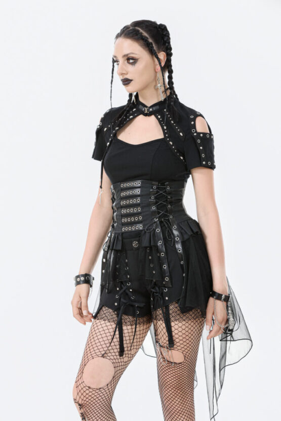 CW098 - Industrial grommet lace-up high-low corset - Image 7