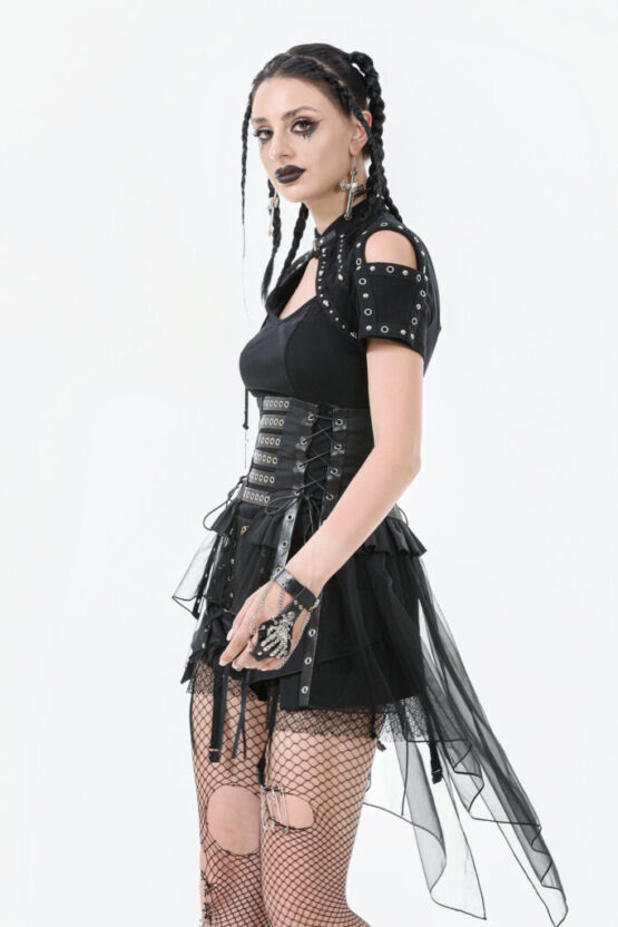 CW098 - Industrial grommet lace-up high-low corset - Image 6