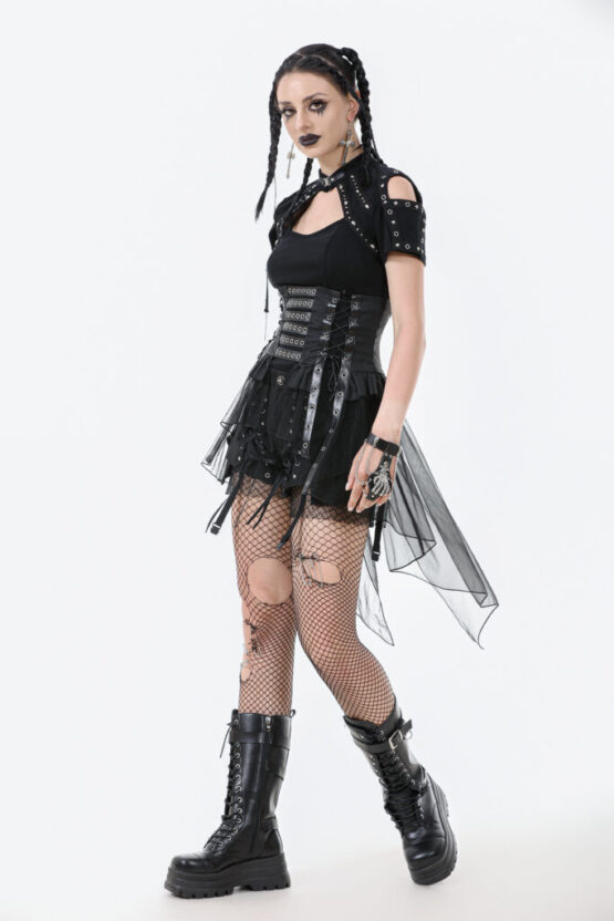 CW098 - Industrial grommet lace-up high-low corset - Image 4