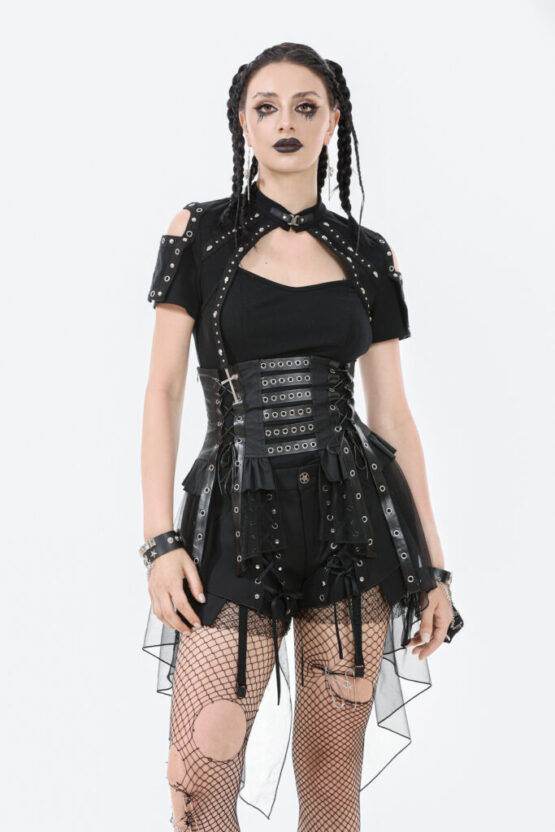 CW098 - Industrial grommet lace-up high-low corset - Image 8