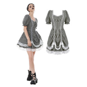DW1079 - Noir striped circus dress