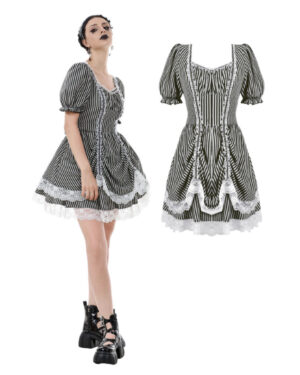 DW1079 - Noir striped circus dress