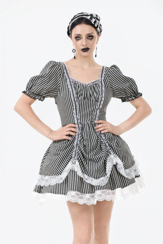 DW1079 - Noir striped circus dress - Image 4