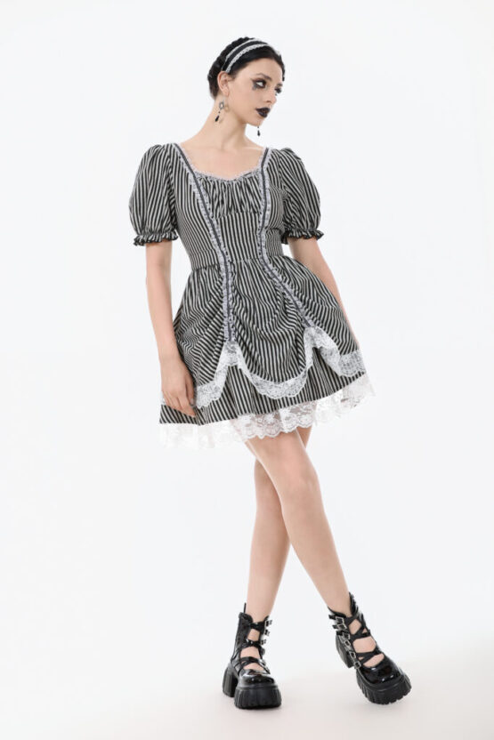 DW1079 - Noir striped circus dress - Image 8