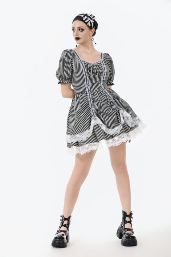 DW1079 - Noir striped circus dress - Image 6