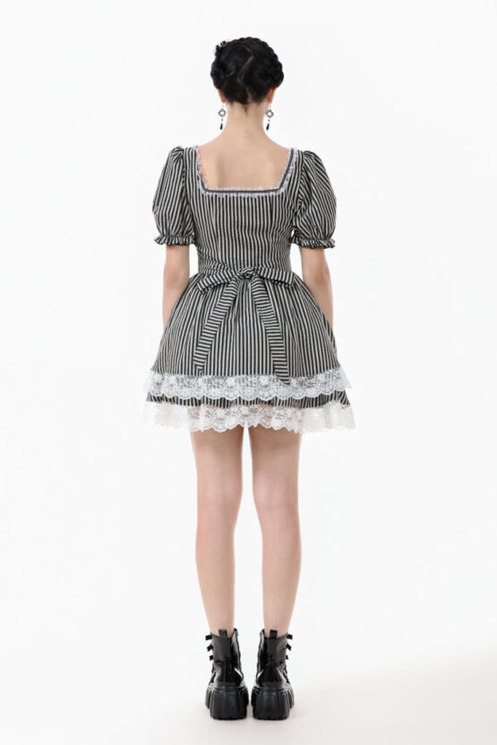 DW1079 - Noir striped circus dress - Image 2