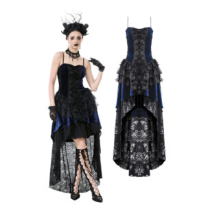 DW1113 - Royal indigo velvet & lace gothic dress